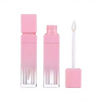 Tube de brillant à lèvres rose en gros, emballage cosmétique, conteneur personnalisable avec logo, tube de brillant à lèvres en plastique