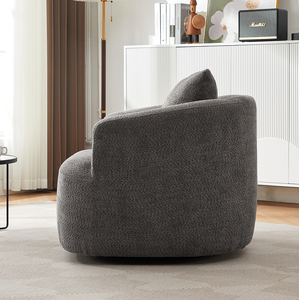 Fauteuil pivotant à 360°, design moderne, revêtement imperméable et écologique, avec coussin décoratif pour salon - Product Image 6