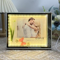 Lámpara de Mesa con Marco de Fotos e Iluminación LED, para Regalo, Adorno, Luz Nocturna Ambiental para Interiores, Decoración para Bodas, Fiestas, Escritorio, Mesita de Noche