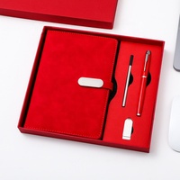 Vente en gros PU cuir Journal cahier stylo coffret cadeau personnalisé noir planificateur d'affaires papier recyclé Journal A5 Journal avec clé USB