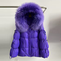 2026 Neue Winter Mittellange Kapuzen-Gänsedaunenjacke für Damen mit Echtem Pelzbesatz Dicke Isolierte Casual Pufferjacke