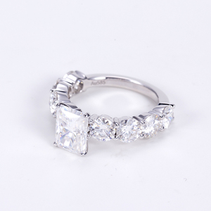 Messi Jewelry MSR-1530 <b>14K</b> White <b>Gold</b> Cushion Diamond <b>Ring</b> For Women - Product Image 6