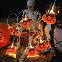 Décorations d'Halloween, lumières de fenêtre, lumières LED suspendues, fonctionnant sur piles, chauve-souris, citrouille, araignée, fantôme, lampe orange d'Halloween