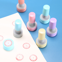 Fabrication de tampons personnalisés avec motifs sur mesure, logo, 25 mm, couleurs pastel, tampon rond pour enseignant, tampon auto-encreur
