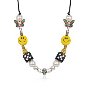 Wang yibo zhou yutong chính thức chính hãng ngọc trai xúc xắc mỉm cười mặt vòng cổ hip hop phong cách dây chuyền vàng cho nam giới phụ nữ thời trang thương hiệu - Product Image 4