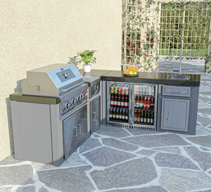 Hiện Đại 304 Thép Không Gỉ Kết Hợp Đảo Được Xây Dựng Trong Gas Nướng Và Tủ Lạnh Thông Minh BBQ Công Cụ Cho Ngoài Trời Nhà Bếp Sử Dụng - Product Image 2