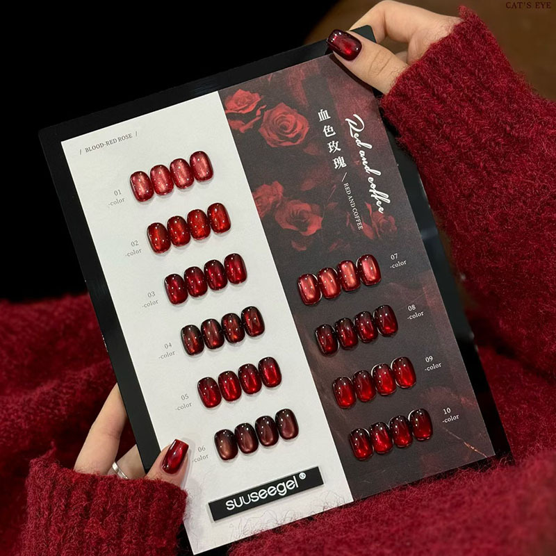 10 red cat eye gel