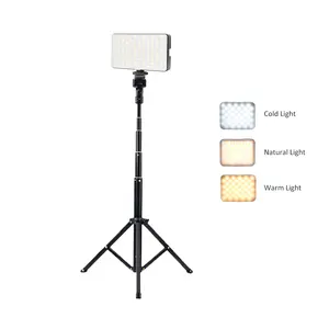 UEGOGO, panel de 3 colores, tipo C, luz de vídeo LED recargable con soporte de trípode ajustable de 130cm para Vlog/Blog/Tiktok LIVESTREAM