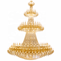 Lustre LED de luxe Senfey personnalisé, grand, multi-niveaux, en cristal K9 doré, hauteur réglable, télécommande, pour escalier long et plafond