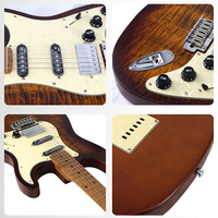 Guitarra Eléctrica Premium Estilo ST con Pastillas SSH, Tapa de Aliso Sólido y Mástil de Arce Tostado