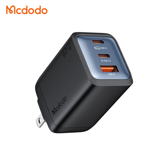 Mcdodo 050/097/098 67W 2C1A Mini GaN Fast Charger PD 3.0 for MacBook Samsung 45W 3-Port Compact Charger for Travel