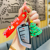 Porte-clés de Noël mignon, Père Noël, sapin de Noël, bonhomme de neige, renne, porte-clés 3D de dessin animé, breloque de sac, pendentif, cadeau de Noël