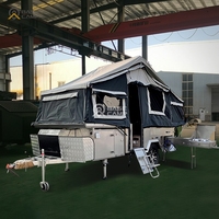 Promotion : Mini-caravane pliable avec tente et auvent, douche et lit double pour camping-car