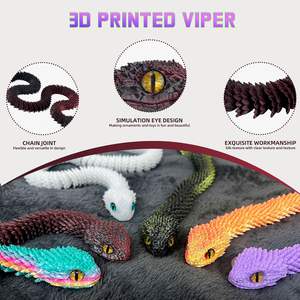 24 pulgadas 60cm creativo divertido negro rojo serpiente víbora modelo 3D impreso articulado Animal ornamento plástico Festival regalo para amigos - Product Image 2