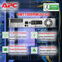APC SMT1500RMI2U-CH Smart-UPS 1500VA/1000W Monophasé 2U Rackable Onduleur Interactif en Ligne avec Batterie au Plomb-Acide