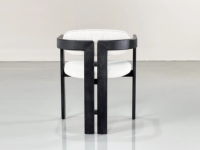 Fauteuil de salle à manger moderne de luxe JP Chaise de salle à manger en bois de chêne noir massif en cuir blanc
