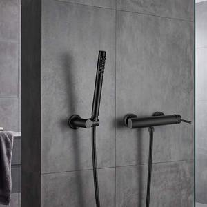 Mitigeur de <span class=keywords><strong>douche</strong></span> mural noir mat en acier inoxydable avec bec, poignée unique, robinet de <span class=keywords><strong>douche</strong></span> moderne <span class=keywords><strong>pour</strong></span> salle de bain, accessoires en céramique - Product Image 2