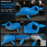 MOMOVALLEY - Lámpara Decorativa con Motivo de Delfín para Exteriores, Fibra de Vidrio Translúcida para Decoración de Acuarios, Exhibición en Parques Acuáticos, Suministro de Fábrica