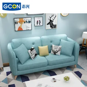 现代蓝色面料2 3座沙发组合双人沙发灰色爱心座椅客厅家具套装