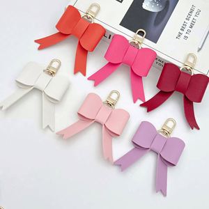 Luxury Women's PU Leather Bow Keychain and Handbag Pendant Charm <b>Cute</b> Car Brand Keychain for Business Promotional Gifts - Product Image 4