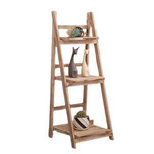 High quality home wood Modern trapezoidal Foldable storage rack room plant shelf for bathroom storage shelf