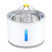 Distributeur d'eau pour animaux de compagnie de 2,4 L avec cartouche filtrante détachable et petite buse en forme de fleur, alimenté par USB/AC, bols pour chiens et chats