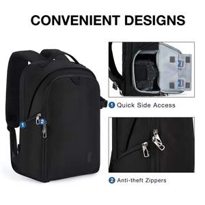 Sac à dos de photographie de voyage en plein air portable de grande capacité Sac d'appareil photo étanche durable avec fermeture à glissière - Product Image 2