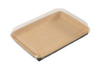 Boîtes d'emballage pour sushis à emporter en gros, boîtes en papier kraft brun jetables personnalisées pour emporter, boîtes à gâteaux et pâtisseries avec couvercle transparent