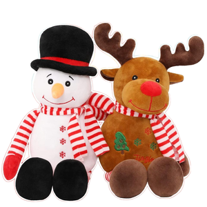 2er Pack niedlichen 15-Zoll-Schneemann rote Nase Rentier Kuscheltiere Plüsch tier Geschenk idee für Kinder Geburtstag Valentinstag - Product Image 1