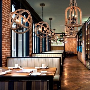 Lámpara colgante redonda de una sola cabeza con cuerda de cáñamo estilo industrial retro, E27 LED, para hotel, cafetería, bar, cafetería, accesorio de iluminación. - Product Image 4