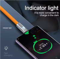 Kabel silikon cair USB tipe-c, 120W USB tipe-c 480Mbps 2m konektor Aloi seng indikator LED cepat 5A pengisian kepang pelindung PVC 1m 2m