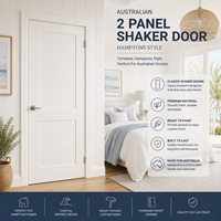 Porte intérieure peinte de style Shaker à 2 panneaux, blanc apprêté, qualité supérieure, pour projets de villas et d'hôtels