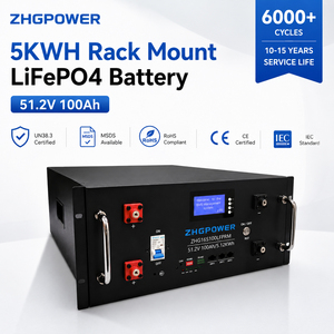 Batterie LiFePO4 48V 100Ah 51.2V <span class=keywords><strong>5</strong></span>.12kWh montée sur rack, BMS intelligent, compatible RS485 CAN avec système d'onduleur Deye <span class=keywords><strong>Growatt</strong></span> - Product Image 1