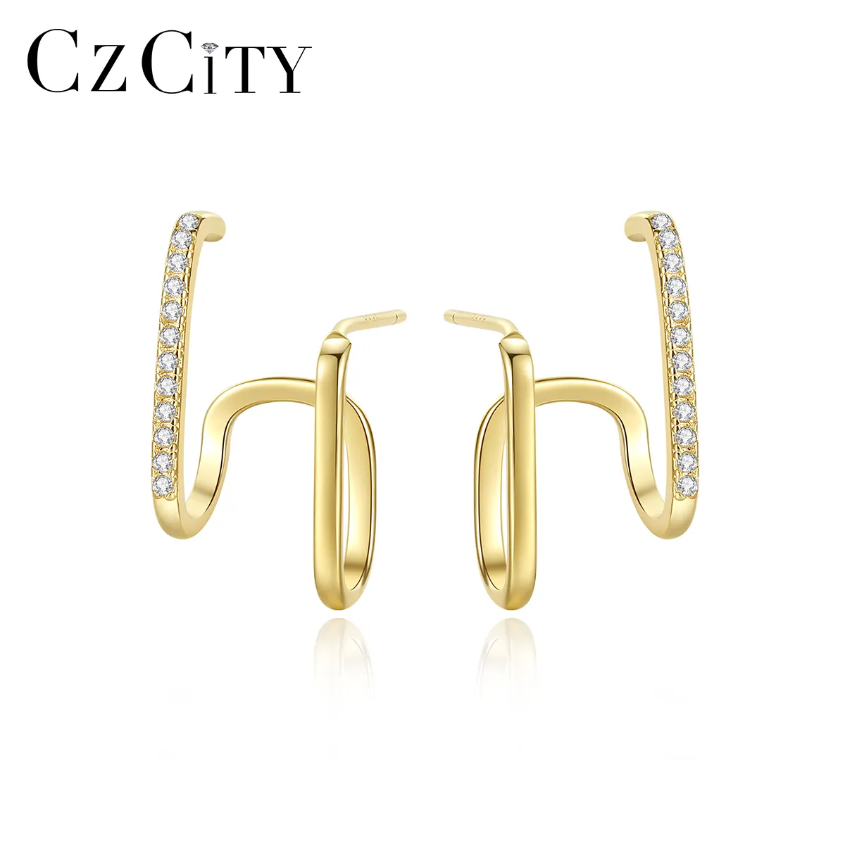 Hoop Earrings CZCITY Fashion Trend 2021 Jewelry Gold Plated Earing Hook Hoop Ear Cuff Earring