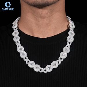 Fashion GRA Certified Moissanite Cuban Link Chain Necklace Rhodium Plated Solid 925 Silver <b>Infinity</b> Hiphop Iced Out Jewelry - Product Image 1