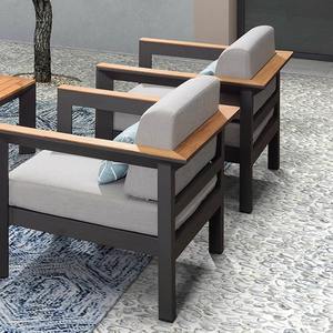 Canapé d'extérieur en alliage d'aluminium en forme de L, imperméable, mobilier commercial contemporain - Product Image 1