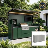 Muebles de Exterior Plegables para Barbacoa, Gabinete de Cocina con Parrilla de Gas, Cocina de Inducción, Fregadero y Refrigerador para Fiestas de Verano en el Jardín o Patio Trasero
