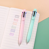 Stylo bille rétractable multicolore pastel Macaron 4 en 1, encre quatre couleurs, stylo à clic en plastique