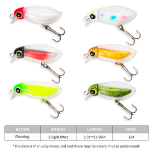 Ytqhxy Topwater Minnow <b>Lure</b> 2.5g 3.8cm Bionic Bass <b>Fishing</b> <b>Lure</b> Soft Shell Floating Artificial Baits For <b>Lure</b> <b>Fishing</b> - Product Image 5