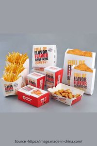 Caja de Embalaje Desechable para Alimentos, para Pollo Frito, Hamburguesas, Papas Fritas, Pollo Popcorn, en Existencia, Venta al por Mayor, No Plegable - Product Image 4