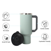 Tasse à café isotherme en acier inoxydable avec couvercle, poignée et paille, 40 oz, sans BPA, isolation thermique de 6 à 12 heures pour les voyages en voiture