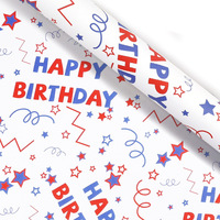 Papier d'emballage imprimé rouge et bleu, très demandé, en stock, pour cadeaux d'anniversaire, emballage recyclable, papier de soie en feuille plate