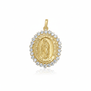 Medaglia d'Oro della Vergine di Guadalupe, Ciondolo e Charm in Oro Giallo 9k/14k/18k, Prodotto in Spagna - Product Image 2