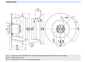 พัดลมแบบแรงเหวี่ยง AC รุ่น R4E355-AL02-06 ขนาด 355 มม. 230VAC 1470 รอบต่อนาที 3100 CFM 600 วัตต์ ใบพัดโค้งหลัง สำหรับชุดจัดการอากาศอุตสาหกรรม - Product Image 5