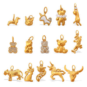 Dijes de Acero Inoxidable con Baño de Oro PVD de 18K, Diseño 3D del Reino Animal, para Fabricación de Joyería, para Perro, Sirena, León, Delfín, Jirafa, para Regalo - Product Image 5