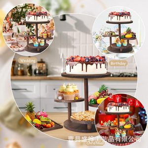 ชั้นวางขนมหวานไม้ทรงกลมหลายชั้นสำหรับจัดแสดงคัพเค้ก เค้ก สำหรับงานปาร์ตี้วันเกิด ถาดเสิร์ฟผลไม้และขนม - Product Image 4