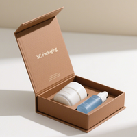 Individuelles Logo Braune Magnetische Starre Geschenkbox für Perücken Augencreme & Gesichtscreme Schwammfutter Recycelbare Premium Kosmetikverpackung