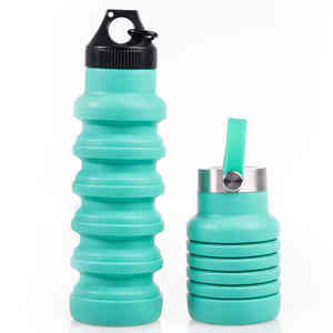 Botella de agua plegable de silicona superventas transfronteriza, a prueba de fugas, con tapa articulada, creativa, telescópica, portátil para ciclismo - Product Image 1