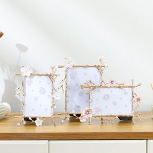 XinZhiRunゴールドブランチテクスチャフォトフレーム垂直壁卓上ディスプレイ用ホーム装飾ウェディング卒業ギフトアート1個 - Product Image 2