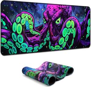Alfombrilla de Ratón para Juegos Blacklight Octopus, Alfombrilla de Escritorio con Tentáculos de Kraken Reactivos a los Rayos UV, Alfombrilla de Ratón Extendida con Brillo Neón para el Hogar, 31.<span class=keywords><strong>5</strong></span>" X 11.8" - Product Image 1